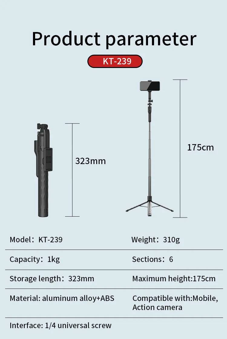 Selfie Stick with LED Light & Blutooth Remote